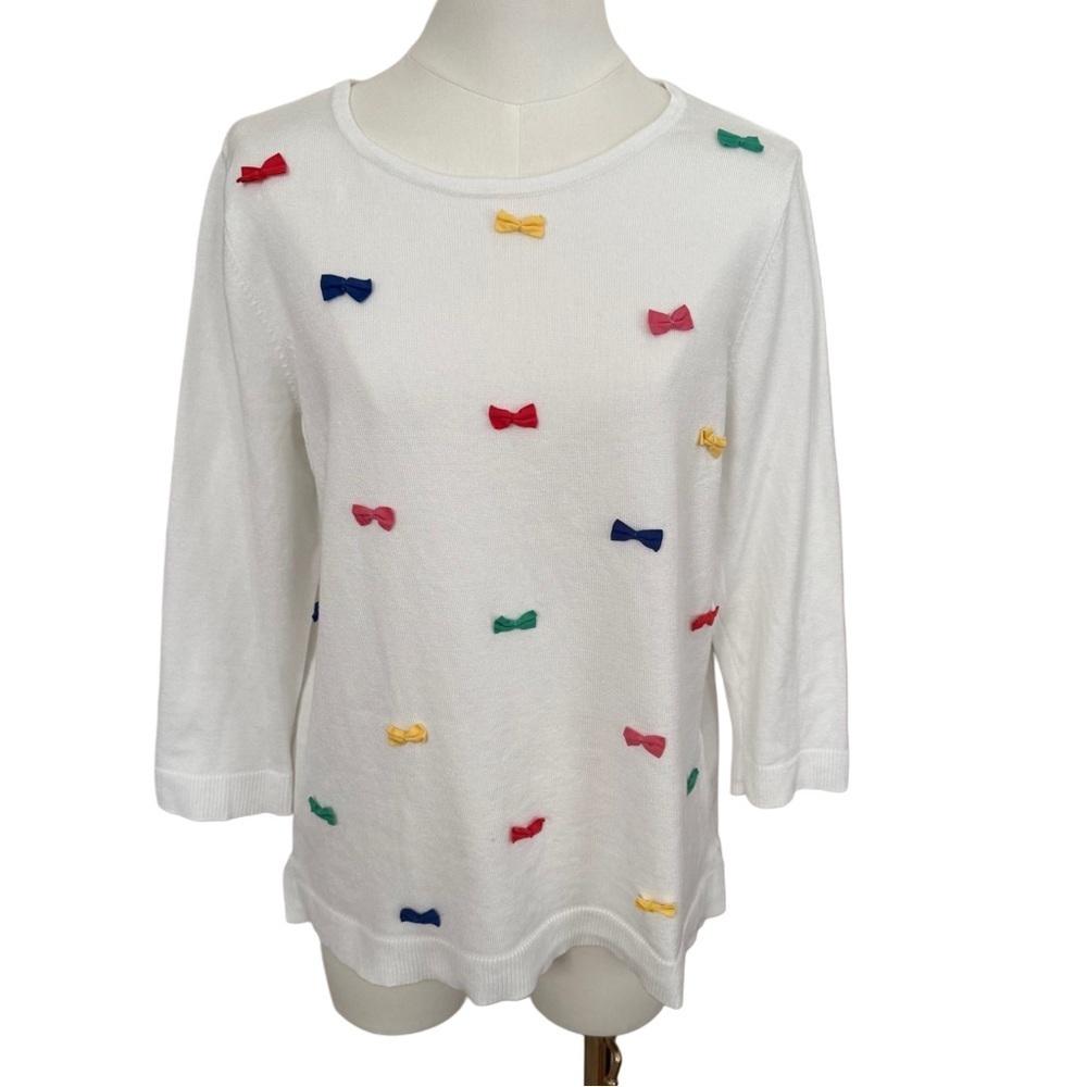 United States Sweaters Crewneck Bow Detail Size S Feminine Preppy Maximalism